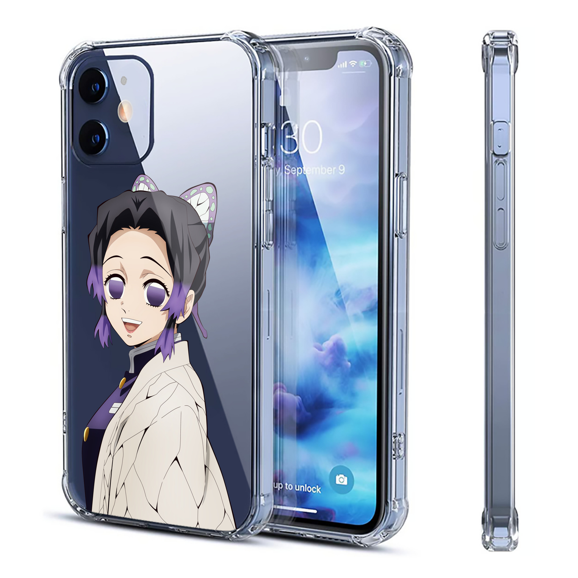 （画像用） 鬼滅の刃（きめつのやいば）蟲柱-胡蝶 しのぶ／こちょう しのぶ Kochou Shinobu 【iPhone 12シリーズ対応】透明スマホケース（クリアソフトケース）